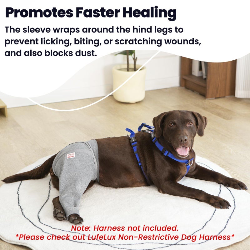 LufeLux Dog Leg Sleeve for Stop Licking & Post-Surgery Recovery | Protects Injured Rear Legs from Excessive Licking & Scratching | Cone Alternative with Breathable Fabric | Easy to Use (Grey, X-Large) - Image 3