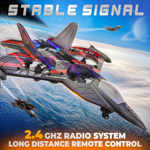 BEZGAR RC Plane 24GHZ Remote Control Airplane RC Helicopter 360 Flip Fighter Jet Toy Toys for ages 813 with Colorful LED Navigation Lights Red - Image 5