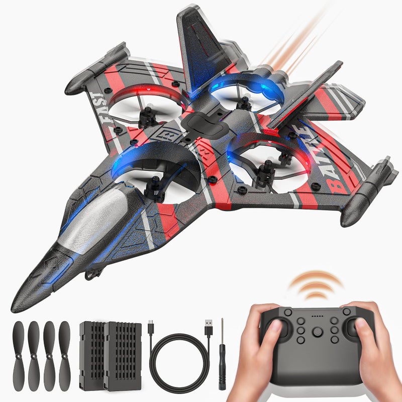 BEZGAR RC Plane 24GHZ Remote Control Airplane RC Helicopter 360 Flip Fighter Jet Toy Toys for ages 813 with Colorful LED Navigation Lights Red - Image 3