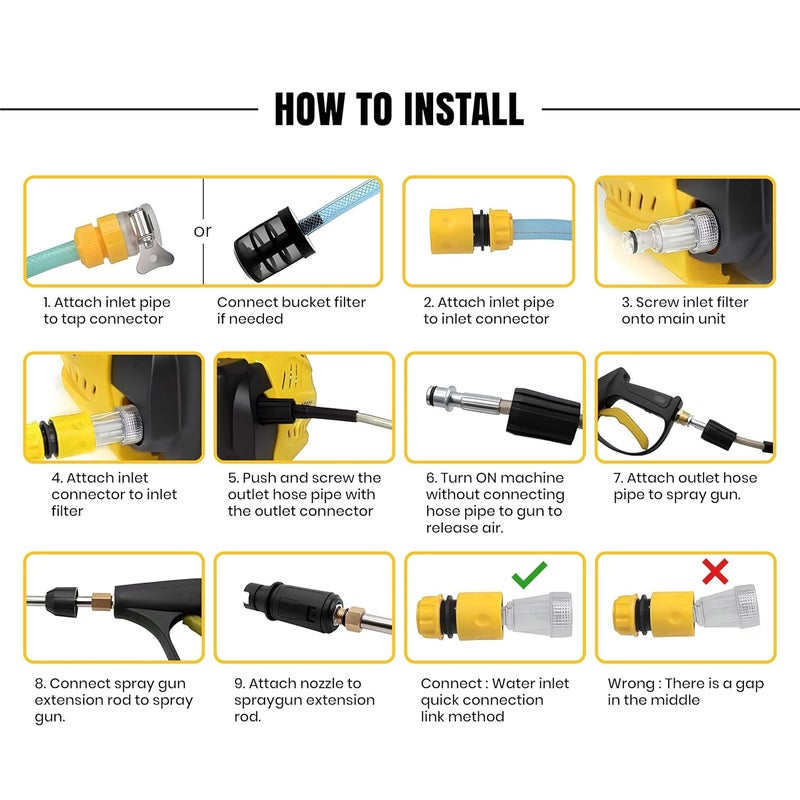 IBELL YO1800 High Pressure Washer 1800W Induction Motor 120 Bar Car Washer High Pressure Gun 65 LMin Flow 8M Hose Portable Pressure Washer for Car Bike Home Outdoor Cleaning - Image 3