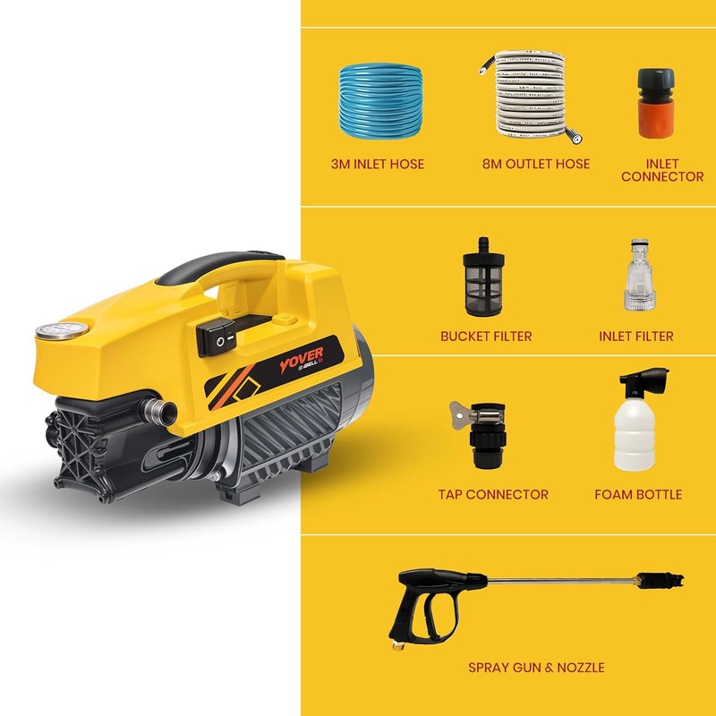 IBELL YO1800 High Pressure Washer 1800W Induction Motor 120 Bar Car Washer High Pressure Gun 65 LMin Flow 8M Hose Portable Pressure Washer for Car Bike Home Outdoor Cleaning - Image 2