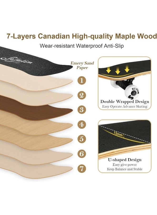 Sefulim Sefulim Skateboards, 31 x 8 inch Complete Skateboard for Beginners, 8 Layer Canadian Maple Double Kick Deck Concave Cruiser Trick, Light Up Wheel Skateboard for Kids Teens & Adults (Motorcycle)  - Image 1