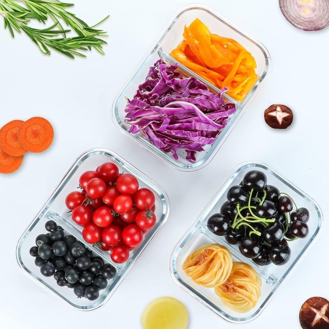 PREMIUM BOROSILICATE GLASS LUNCH BOX SET OF 11000ML 2COMPARTMENT AIRTIGHT LEAKPROOF FOOD STORAGE CONTAINERS MICROWAVE FREEZER DISHWASHER SAFE BPAFREE IDEAL FOR OFFICESCHOOL TRAVEL
