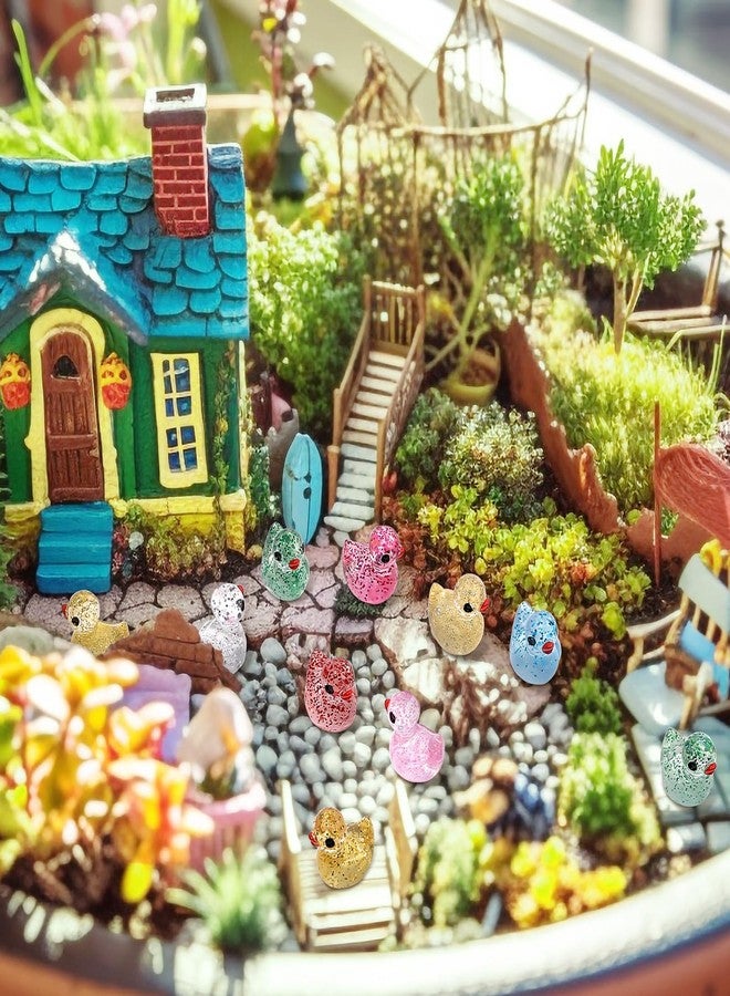 Prudiut 120 Pcs Mini Resin Ducks Glitter Duck Tiny Rubber Ducks to Hide Small Duck Animals for Dollhouse Micro Garden Landscape Aquarium Decorations Party Favors Fillers - Image 5