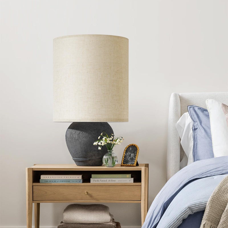 YoflowX Beige Linen Tall Drum Lampshade, 11" Top x 11" Bottom x 12" High Lamp Shade, Lamp Shade Replacement for Table and Floor Lamps, Pendant Lightï¼ŒHandcrafted Lampshadeï¼ŒEasy Assembly - Image 3