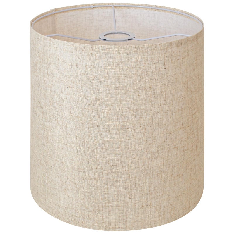 YoflowX Beige Linen Tall Drum Lampshade, 11" Top x 11" Bottom x 12" High Lamp Shade, Lamp Shade Replacement for Table and Floor Lamps, Pendant Lightï¼ŒHandcrafted Lampshadeï¼ŒEasy Assembly - Image 1