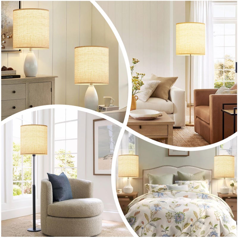 YoflowX Beige Linen Tall Drum Lampshade, 11" Top x 11" Bottom x 12" High Lamp Shade, Lamp Shade Replacement for Table and Floor Lamps, Pendant Lightï¼ŒHandcrafted Lampshadeï¼ŒEasy Assembly - Image 5