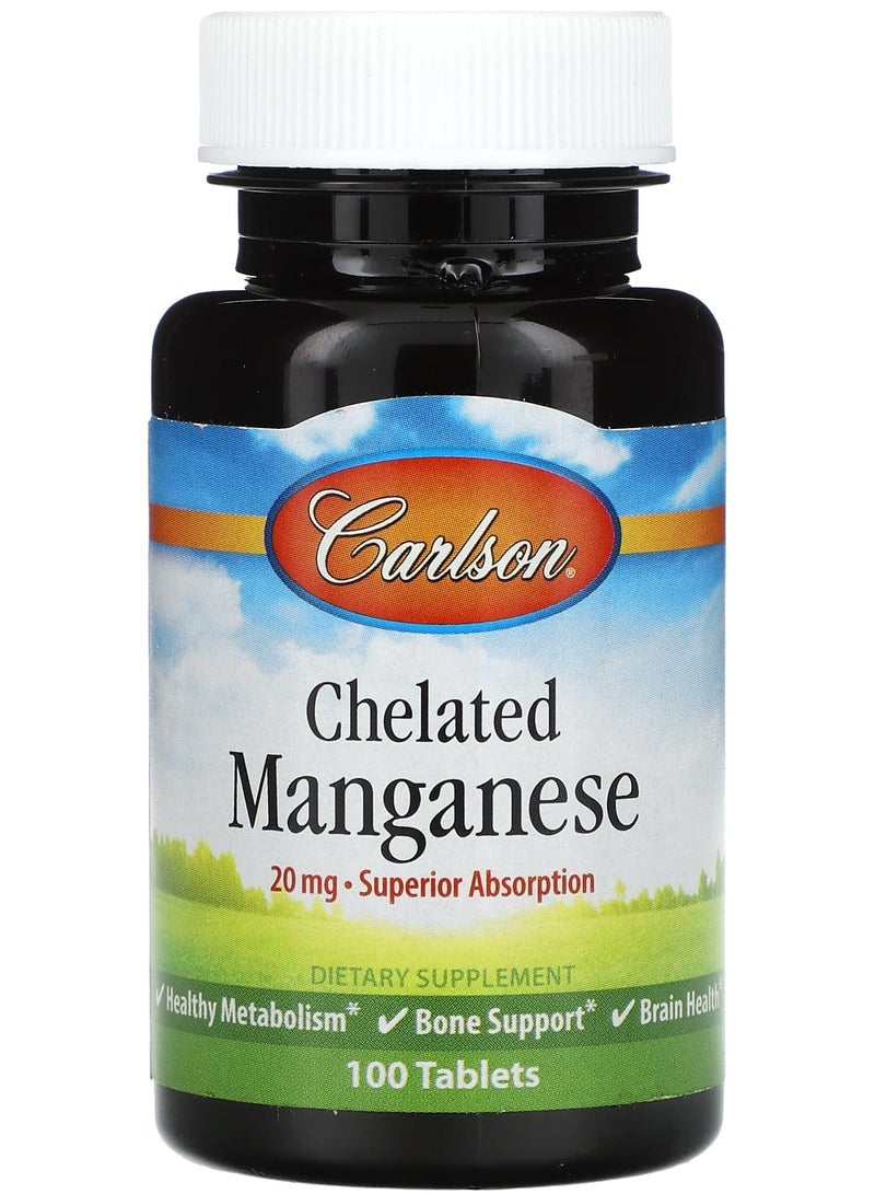 Chelated Manganese , 20 mg , 100 Tablets