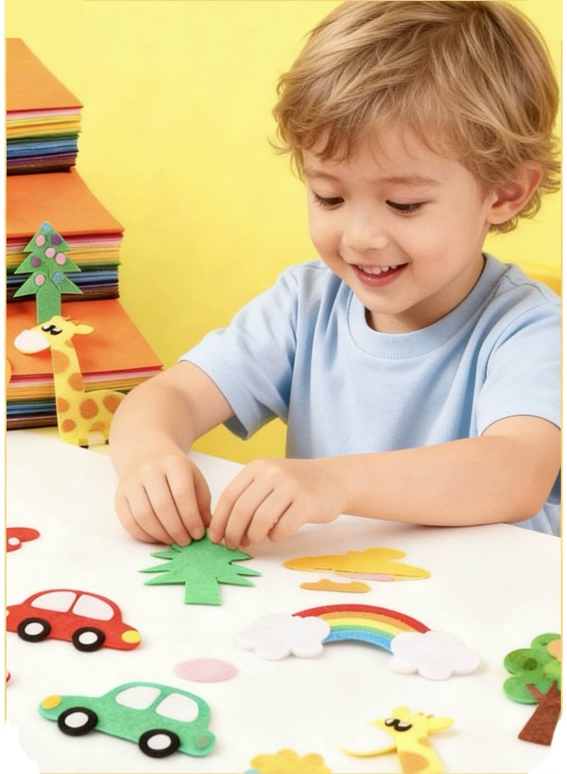 قطع قماش اللباد، 10 قطع في العبوة - مربعات قماش غير منسوجة بألوان متنوعة، مناسبة لأعمال الأطفال اليدوية، والخياطة، والترقيع، وصنع الدمى (20 × 20 سم) - Image 2