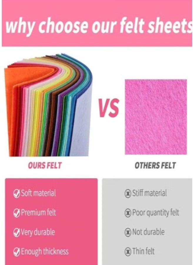 قطع قماش اللباد، 10 قطع في العبوة - مربعات قماش غير منسوجة بألوان متنوعة، مناسبة لأعمال الأطفال اليدوية، والخياطة، والترقيع، وصنع الدمى (20 × 20 سم) - Image 5