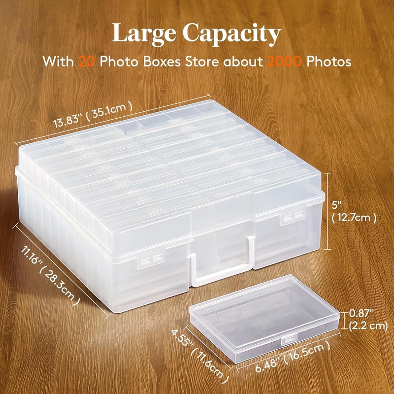Lifewit Photo Storage Box 4x6 Photo Case, 20 Inner Photo Keeper, Clear Photo Boxes Storage with 1 Sheet Label Sticker, Seed Organizer Craft Storage Box for Cards Pictures Stamps Office Supplies - Image 3