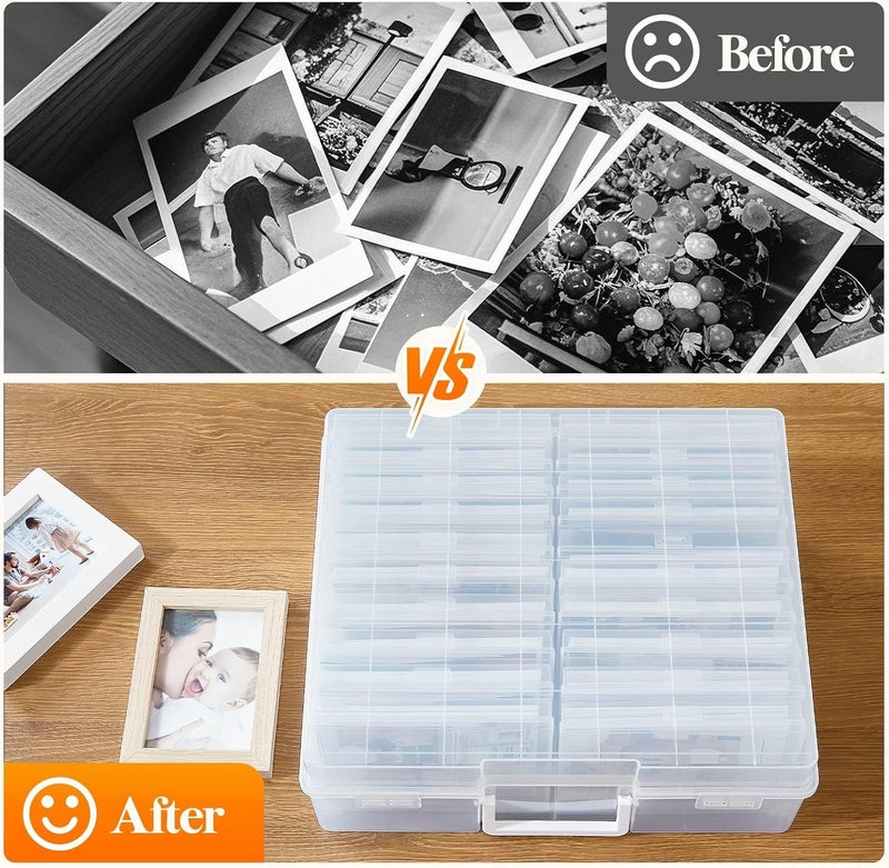 Lifewit Photo Storage Box 4x6 Photo Case, 20 Inner Photo Keeper, Clear Photo Boxes Storage with 1 Sheet Label Sticker, Seed Organizer Craft Storage Box for Cards Pictures Stamps Office Supplies - Image 4