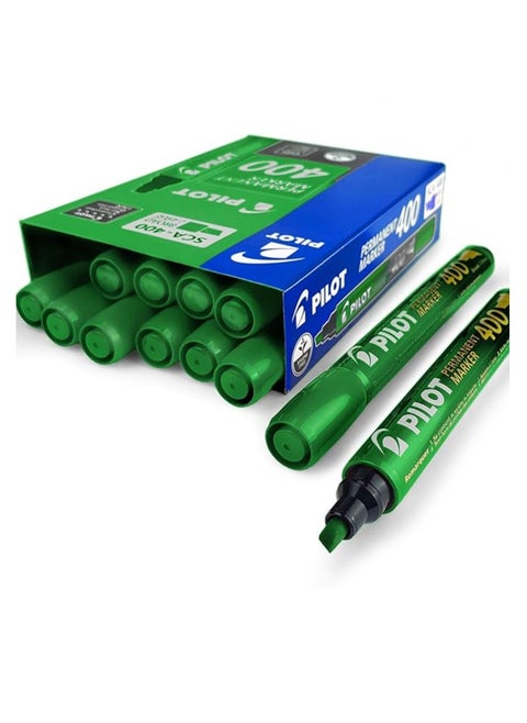 Pilot Chisel Tip Permanent Marker Pen 1.5mm-4.0mm Tip Green Box of 12