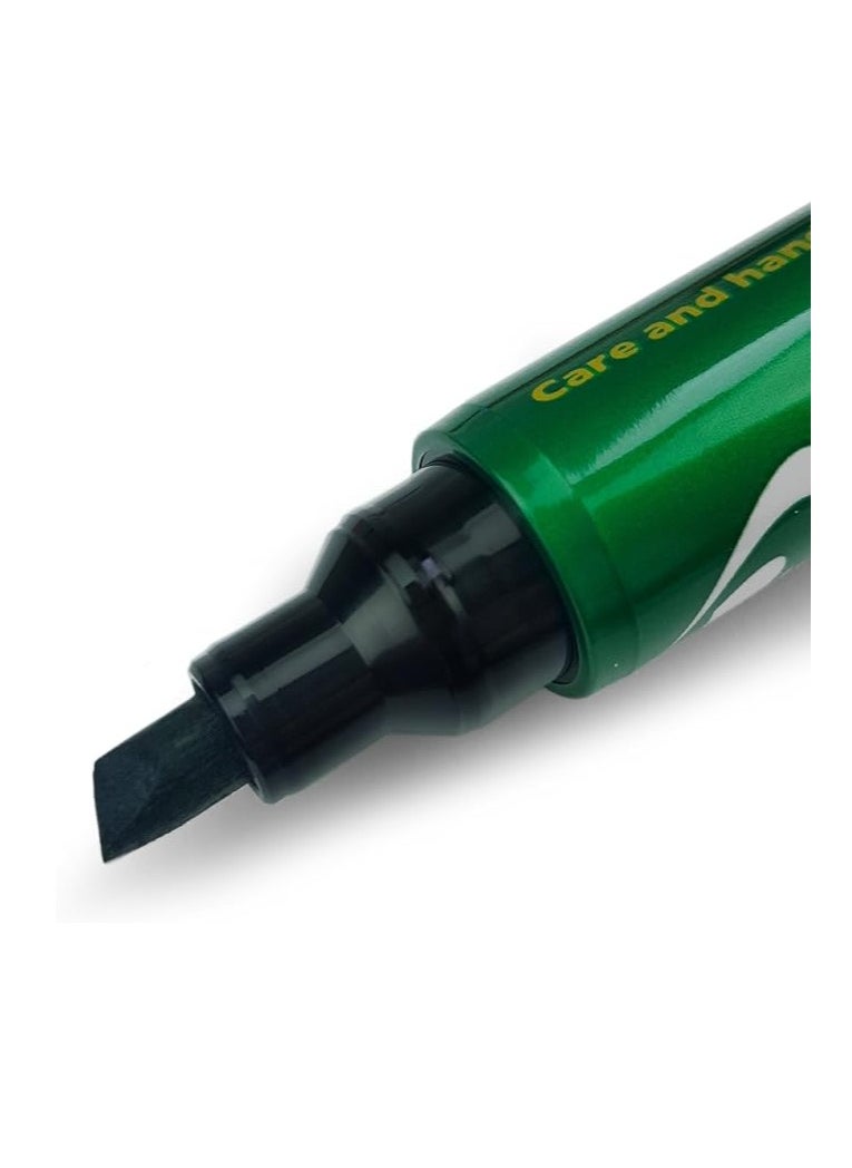 PILOT Pilot Chisel Tip Permanent Marker Pen 1.5mm-4.0mm Tip Green Box of 12  - Image 2