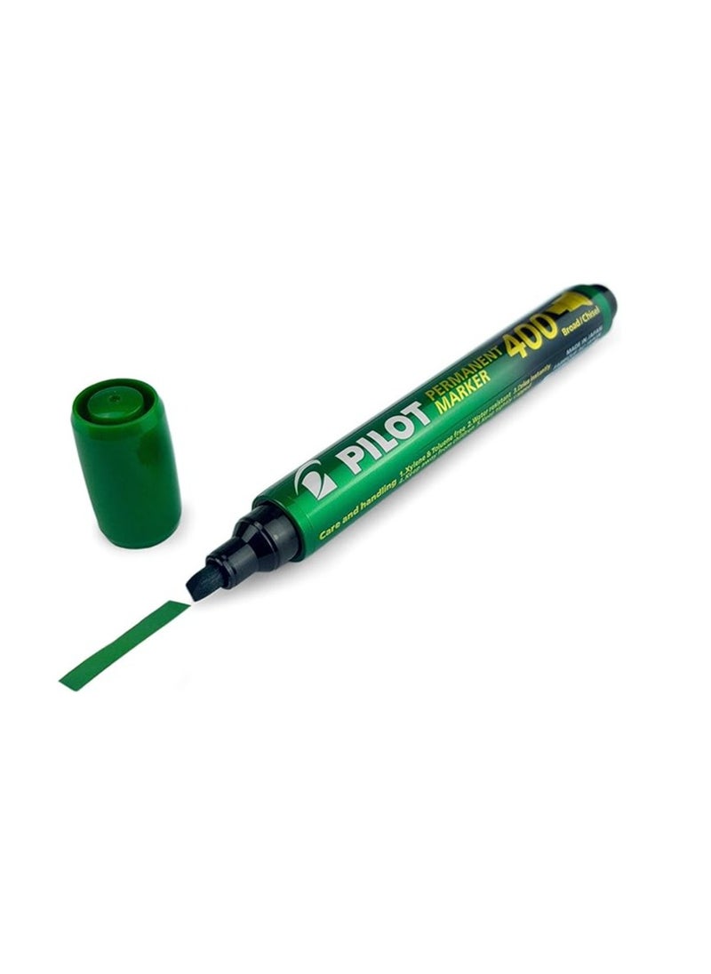 PILOT Pilot Chisel Tip Permanent Marker Pen 1.5mm-4.0mm Tip Green Box of 12  - Image 3
