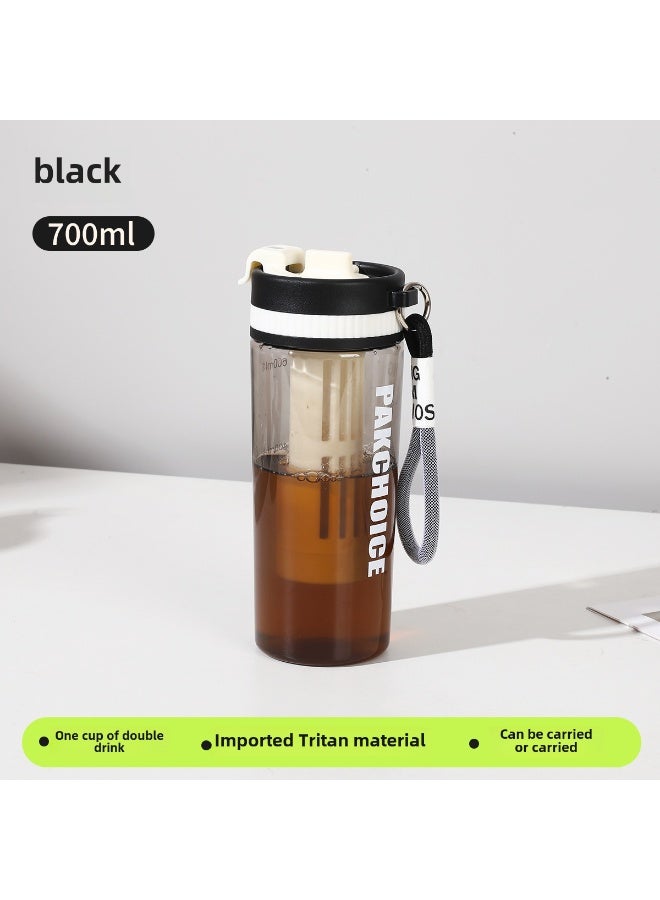 New Tritan Cold Brew Coffee Cup with Tea Infuser Black 700ML 