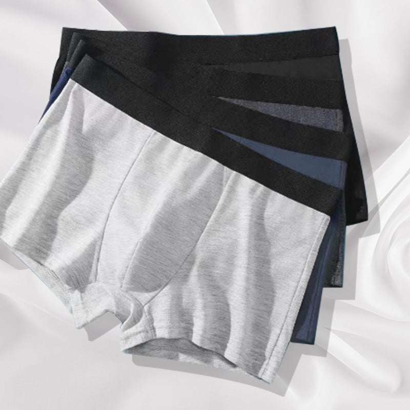 Men's Solid Color Boxer Briefs, Mid Rise, Breathable - Image 1