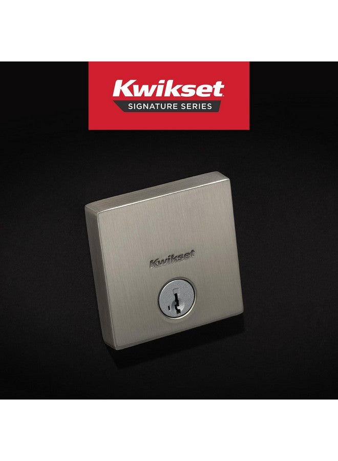 كويكسيت قفل Kwikset Downtown، باب أمامي خارجي مربع الشكل من النيكل الساتان، مقاوم للكسر، أمان إعادة الضبط الذكي، مزلاج أسطواني واحد، مع حماية Microban - Image 1