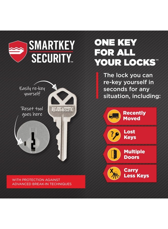 كويكسيت قفل Kwikset Downtown، باب أمامي خارجي مربع الشكل من النيكل الساتان، مقاوم للكسر، أمان إعادة الضبط الذكي، مزلاج أسطواني واحد، مع حماية Microban - Image 2