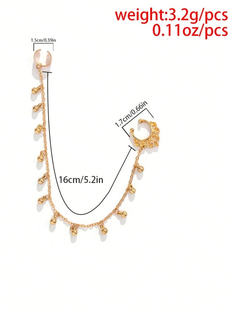 اكسسوار نسائي حلقة انف باللون الذهبي سهل التركيب دون الحاجة إلى ثقوب حقيقية في الأنف أو الأذن مناسب للاعراس والمناسبات الشعبيه - Image 4