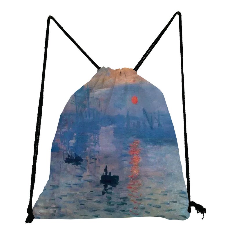 Oil Painting Printing Storage Bag Multi-Functional Campus Student Shoulder Bag Outdoor Travel Bundle Pocket - Image 1
