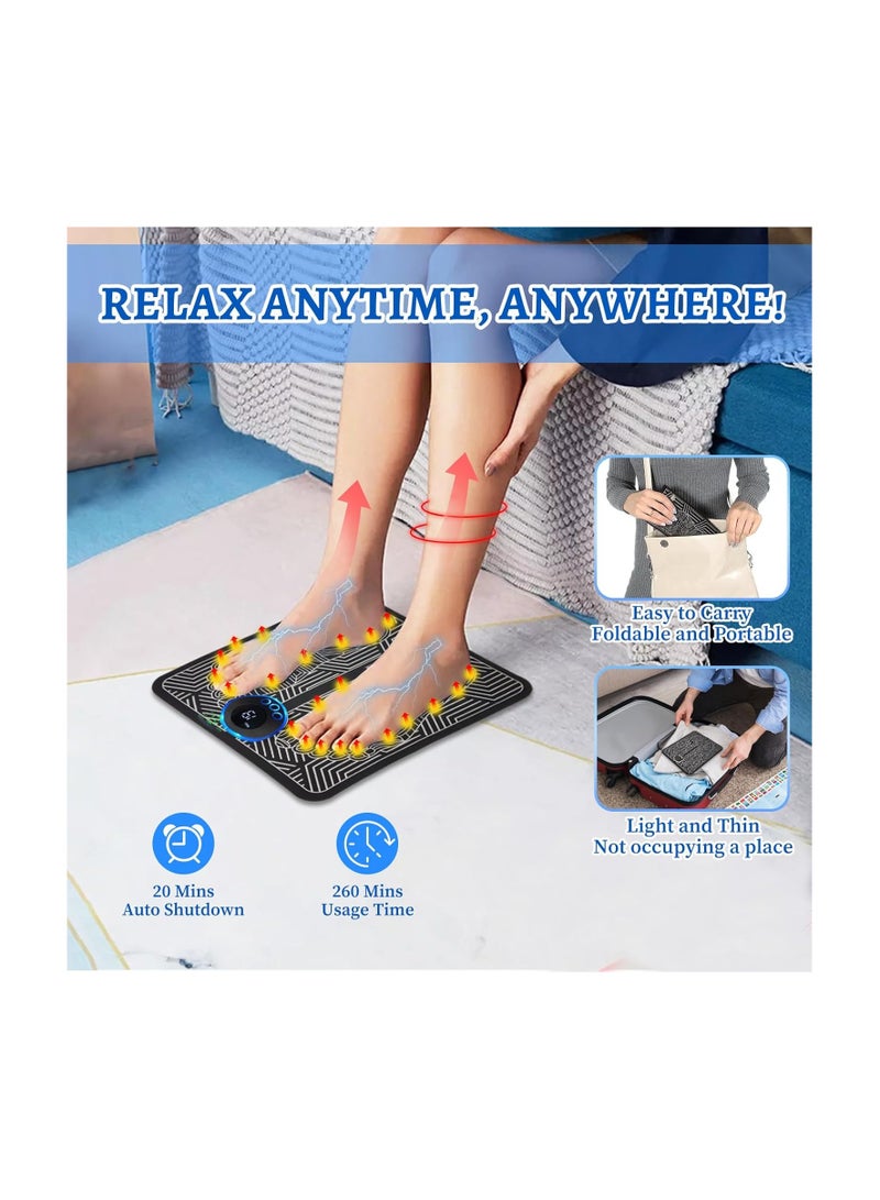 EMS Foot Massager for Pain and Circulation 8 Modes 19 Intensities Electronic Feet Massager Relax Muscle Stimulatior Massage Mat Folding Portable Foot Spa Best Gift for Parents Women Man - Image 4