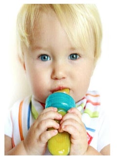 Nuby Nuby EZ Squee-Z Silicone Self Feeding Baby Food Dispenser, 1 Count (Pack of 1) - Aqua/Pink/Green, Colors May Vary  - Image 3