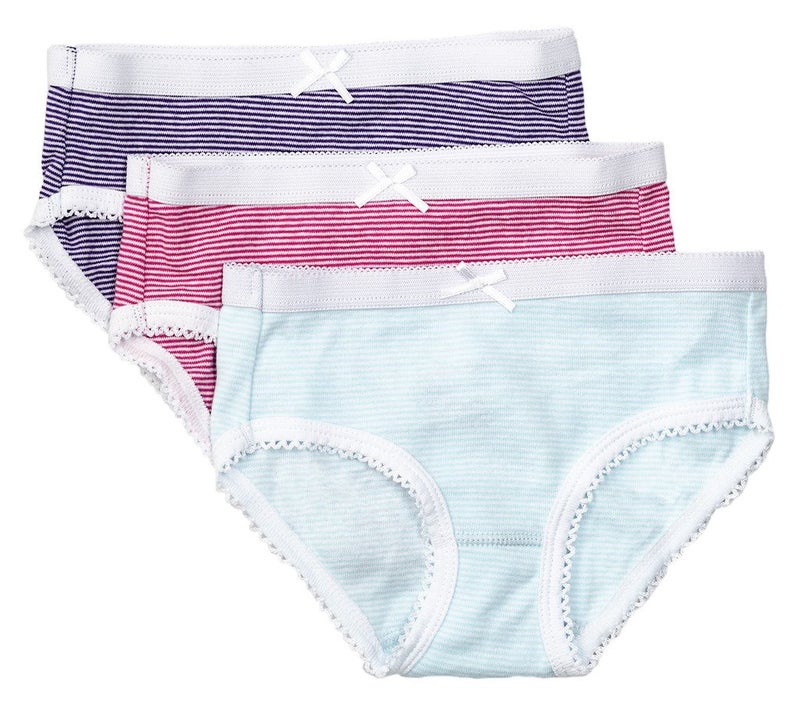 Feathers Girls Multi Stripe Snug Fit Tagless Briefs Underwear - 100% Cotton Super Soft Panties, 5 - Image 1