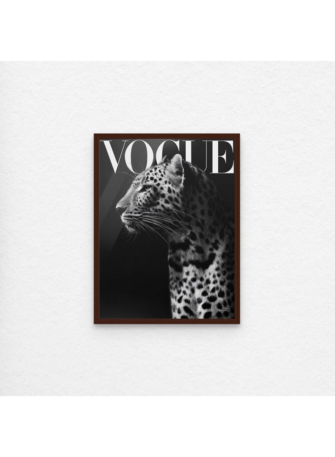 آرت دیکور  ديكور فني مؤطر بطباعة صورة فنية جميلة من ليوبارد فوج أبيض وأسود حيوان فاخر مستوحى من الموضة جدار الفن لغرفة المعيشة وغرفة النوم والمكتب - Image 1