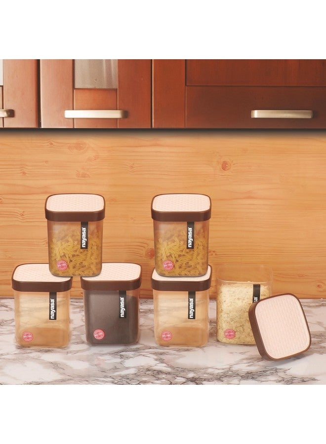 NAYASA حاويات ناياسا البلاستيكية الفيوجن | 1000 مل | مجموعة من 6 | محكمة الإغلاق | قابلة للتكديس | متعددة الاستخدامات | حاويات تنظيم المطبخ | صناديق تخزين المطبخ | 11 سم × 11 سم × 14 سم | بني - Image 2