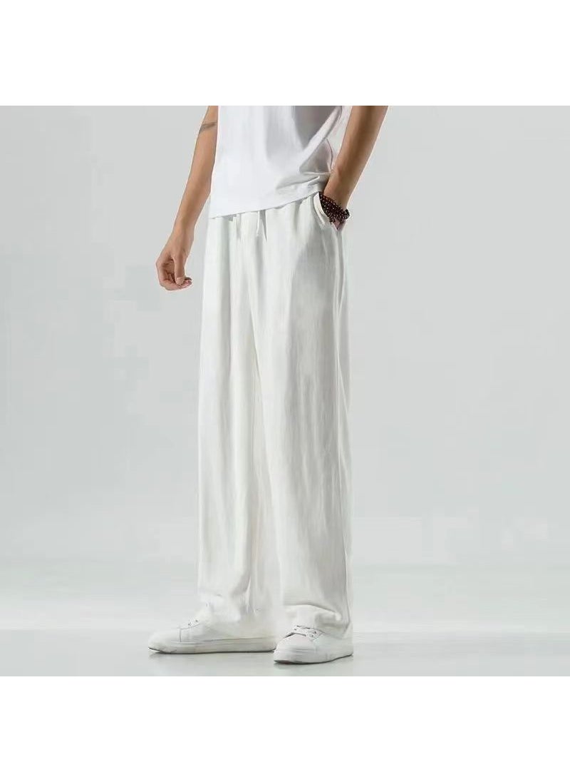 Generic - Summer Lightweight Cotton-Linen Pants for Men White - Image 1