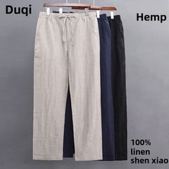 Generic Summer Lightweight Cotton-Linen Pants for Men White  - Image 4