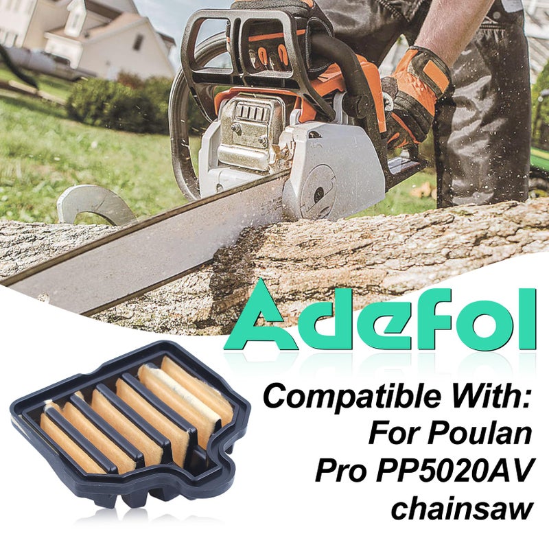 Adefol Air Filter Tune Up Kit for Poulan Pro PP5020AV PR5020 PP4818A Craftsman 358350981 358350980 358350982 50cc Gas Chainsaw, PP5020AV PR5020 Pleated Air Filter Replace 575296301, 605-390 - Image 2