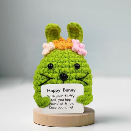Muyiz 4 Pack Knitted Wool Easter Toys with Positive Card for Easter Basket Stuffers Gifts - Image 2