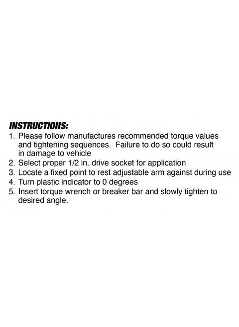 Performance Tool M205 1/2 Inch Torque Wrench Angle Gauge Tool, 360 Degree Adjustable 1/2 Inch Drive Torque Meter Wrench