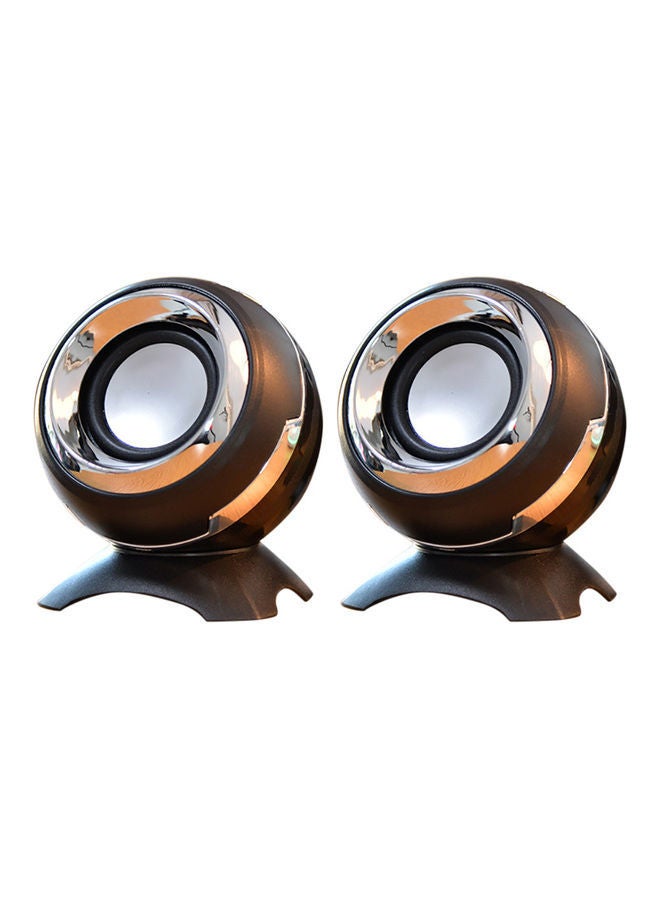 NIBEMINENT 2-Piece Portable USB Powered Speaker Black