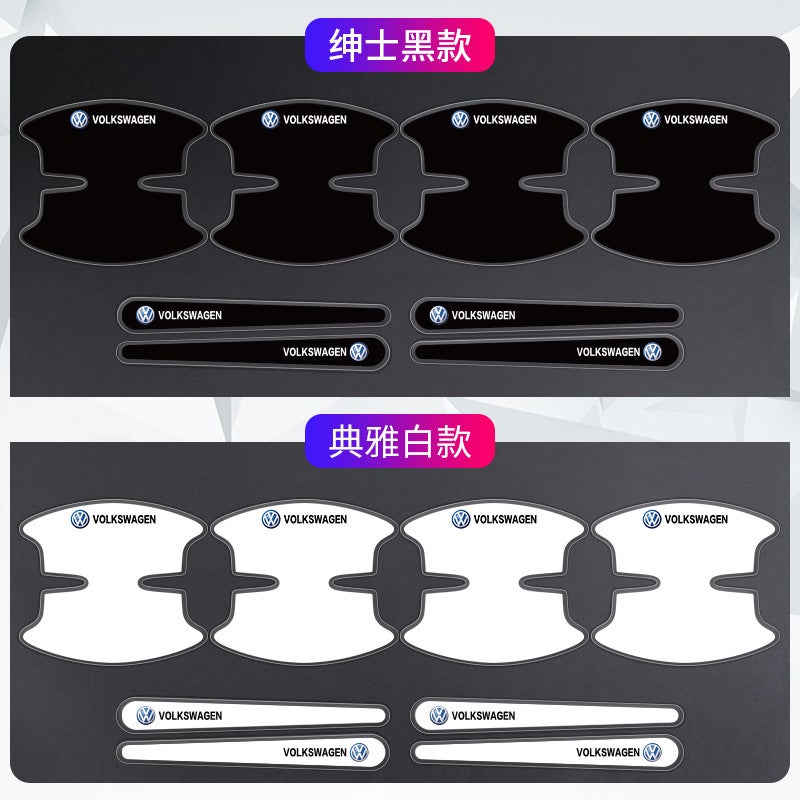Car Door Bowl Handle Protective Film Glue Dropping Black And White Bottom Door Bowl Protective Sticker Door Handle Sticker Paint Scratch-Resistant Sticker - Image 2