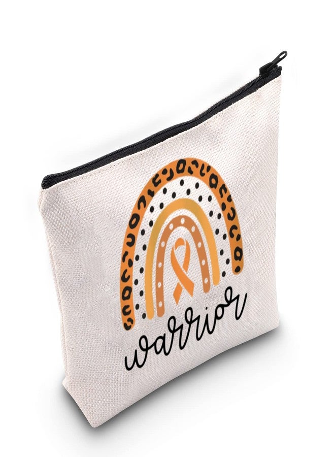 BLUPARK Leukemia Awareness Makeup Bag Leukemia Survivor Gift Leukemia Warrior Gift Orange Ribbon Support Zipper Bag (Leukemia Warrior) - Image 1
