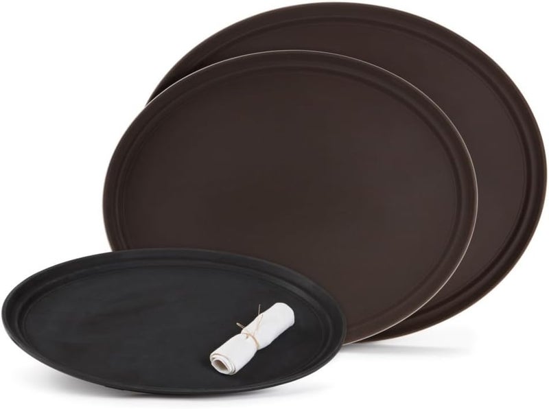 GET NS2700BK BPAFree NonSlip Plastic Oval Serving Tray 27 x 22 Black
