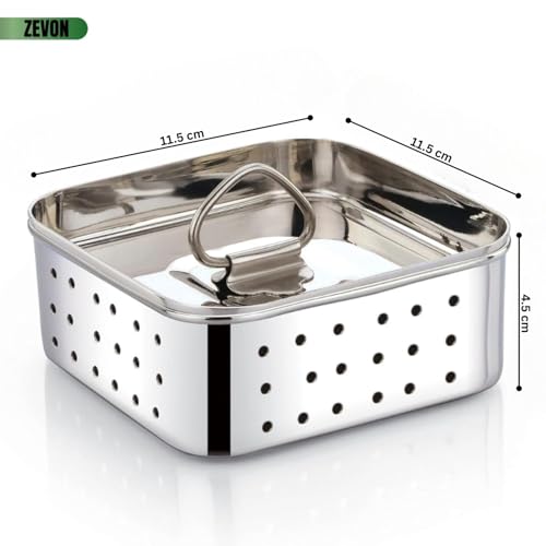 ZEVON Paneer Maker Steel - Paneer Maker Mould Press with Square Strainer | Stainless Steel Paneer and Tofu Making Machine | Fresh Paneer/Tofu/Sprout Press Mould for Kitchen Use (Square, 450ml) - Image 3