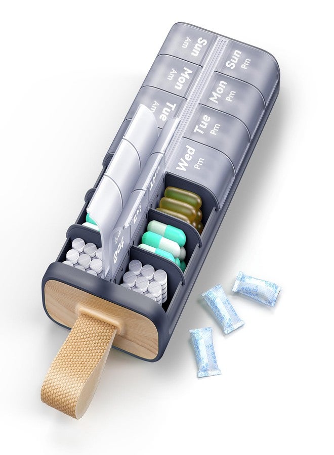 Ideerfit Weekly AM PM Pill Organizer 7 Day, Large 2 Times a Day Pill Box with Carry Handle, Moisture-Proof Desiccant & Secure Easy-Open Lids for Vitamins and Supplements - Image 1