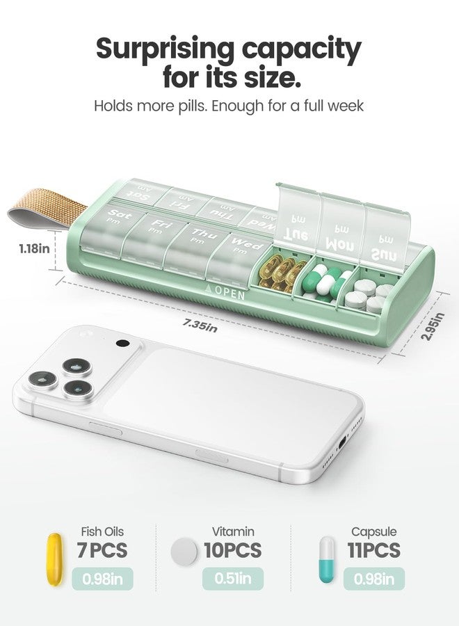 Ideerfit Weekly AM PM Pill Organizer 7 Day, Large 2 Times a Day Pill Box with Carry Handle, Moisture-Proof Desiccant & Secure Easy-Open Lids for Vitamins and Supplements - Image 4