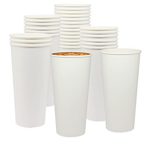 Belinlen 100 Pack Disposable Paper Coffee Cups 233oz700ml White Paper Hot Coffee Cups HotCold Beverage Drinking Cups for Party Picnic Travel or Other Events
