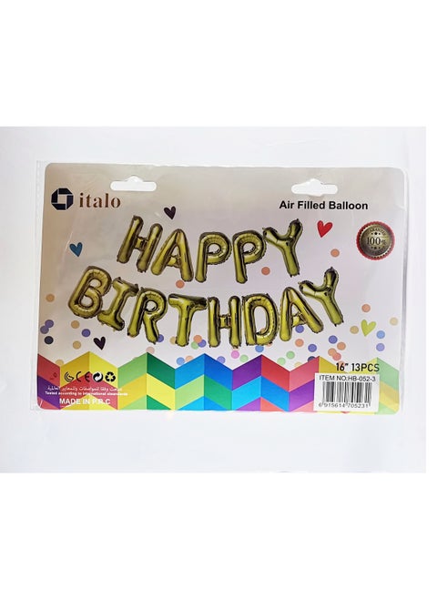 Gold Happy Birthday Balloon Garland