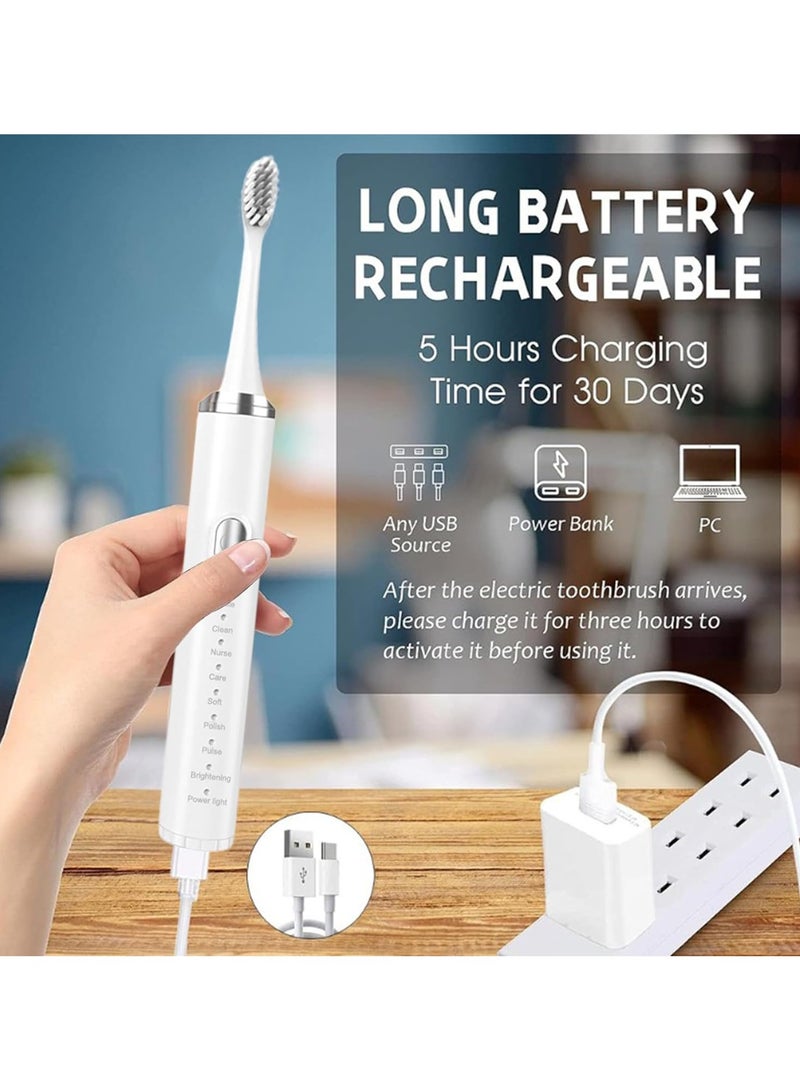 عام فرشاة أسنان كهربائية نموذج الكبار بشعيرات ناعمة ذكية قابلة للشحن بالصوت الذكي. - Image 4