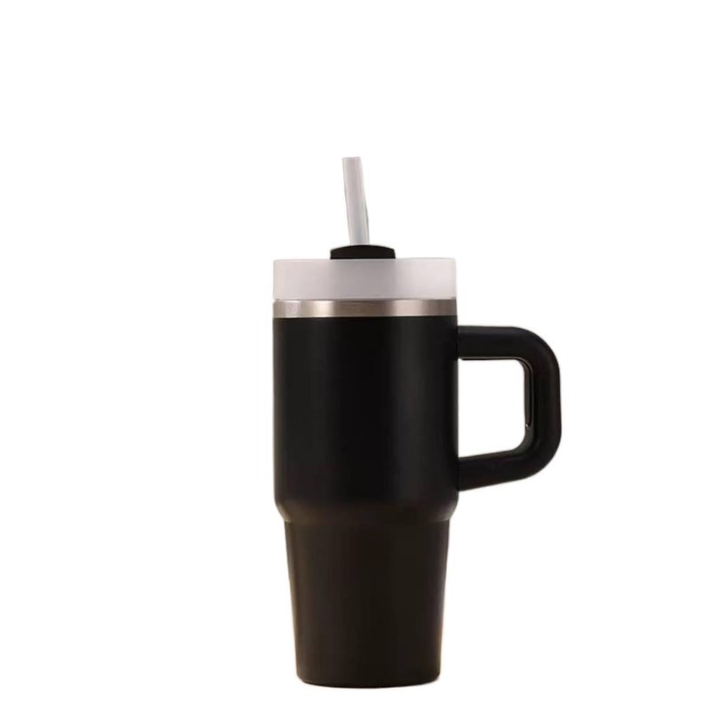 14 oz Stainless Steel Coffee Mug with Straw Top and Cup Holder Friendly - Image 1