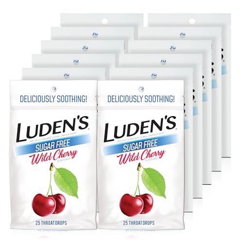 Ludens Sugar Free Wild Cherry Throat Drops Sore Throat Relief 25 Count 12 Pack