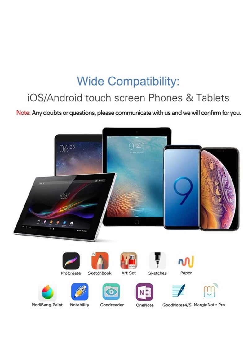 ELTRAZONE Active Stylus Pen White/Black 1.45mm fine Tip for iPad Apple iPhone Samsung Tablets, on iOS and Android Capacitive Touchscreen, Take-Note Hand-Written Draw no lags Skipping,Rechargeable, - Image 4