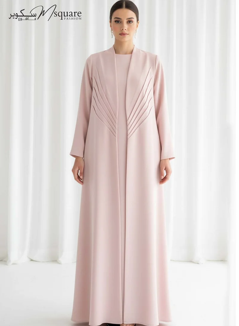 MSquare Fashion The Sunburst Pink Pleat Abaya