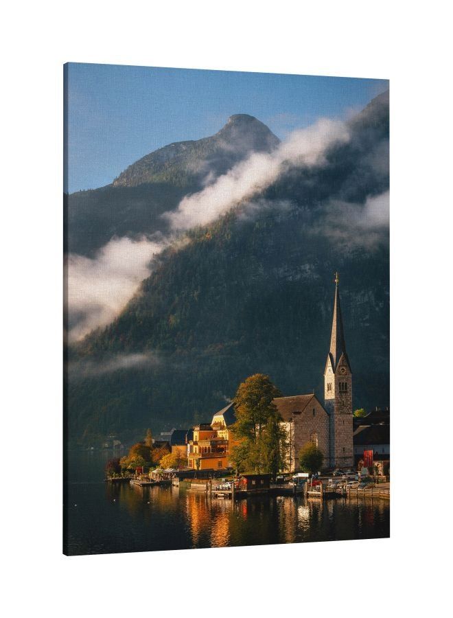 RKN Decorative Printed Framed Canvas Wall Art White/Green/Yellow 60 x 80centimeter - Image 1